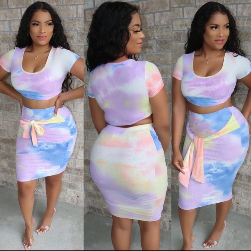 Two Piece Tie Dye Skirt Set